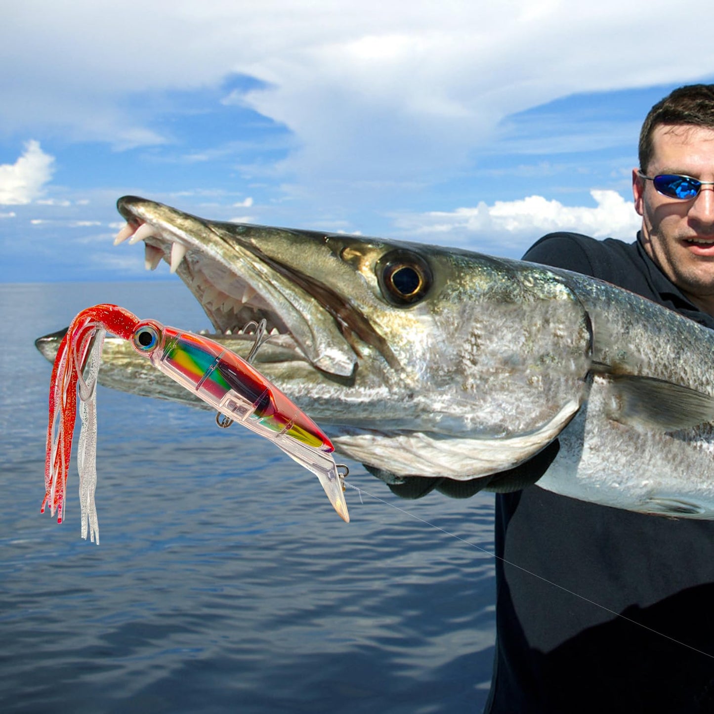 Fishing Lures Saltwater Large Simulation Squid Swimbait Topwater Lure Built in Lead Blocks Plastic Fishing Bait with Hooks Slow Sinking Bass Lure for Bass Trout Crappie