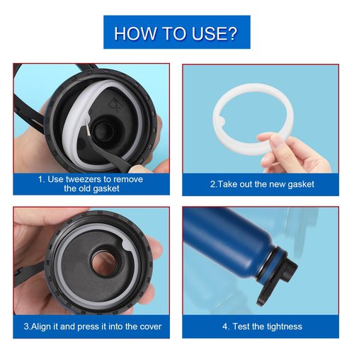 PEUTIER 21pcs Water Bottle Lid Replacement for Thermoflask 24/32/40/64oz, Water Bottle Gasket Replacement Accessories & Tweezers Silicone O Ring Seal Ring Part Compatible with Thermoflask Spout Lid