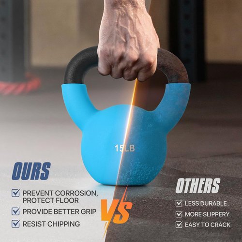 MADOG 10/15/20 LB Kettlebells, Neoprene Coated Strength Training Kettlebells, Hand Weights for Full Body Workout Equipment, Grip and Strength Training for Home Gym, Blue