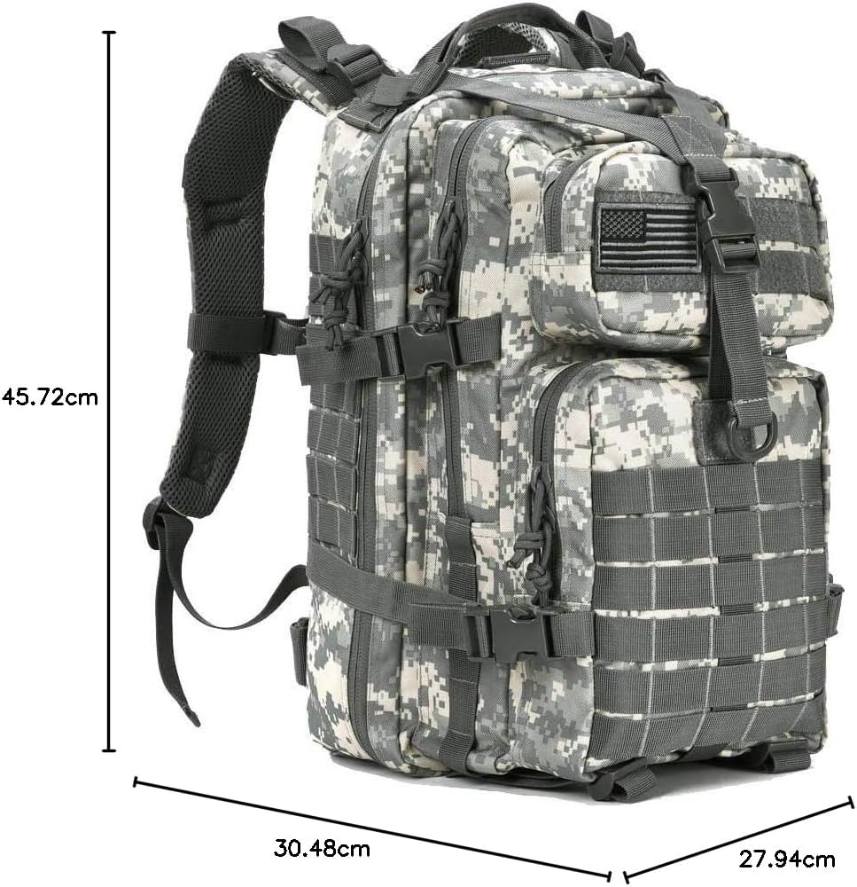 REEBOW GEAR Military Tactical Backpack for Men Large 34L Army 3 Day Assault Pack Molle Bag Backpacks (34L, Black)