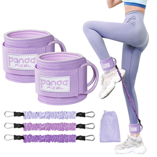 Ankle Resistance Bands with Cuffs, Ankle Weights for Leg Butt, Ankle Resistance Band for Kickbacks Hip Fitness Training, Glutes Workout Equipment (【Entry Level】-10-30LB-A Set-Purple)