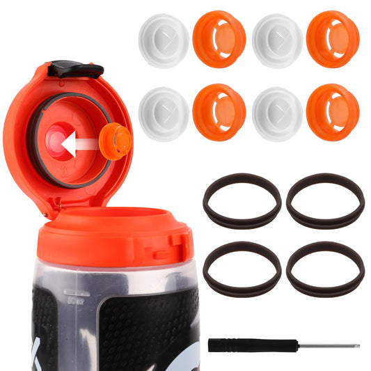 4pcs Dispensing Rubber Valves Compatible with Gatorade Water Bottle, Silicone Valve Replacement Lid for Gatorade GX 30oz & Plastic Inserts & Seals & Screwdriver