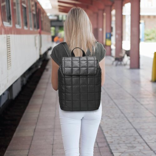 Niumike 10L Quilted Casual Daypacks Lightweight Shoulder Bag Solid Color Waterproof Nylon Flap Backpack for Traveling Hiking