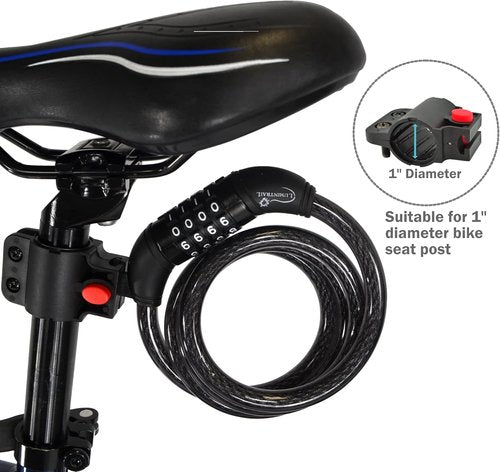 Lumintrail 4 Feet Bike Locks 2 Pack Heavy Duty Anti Theft with Combinations - Bike Cable Lock with Mounting Bracket (2 Pack, Black)