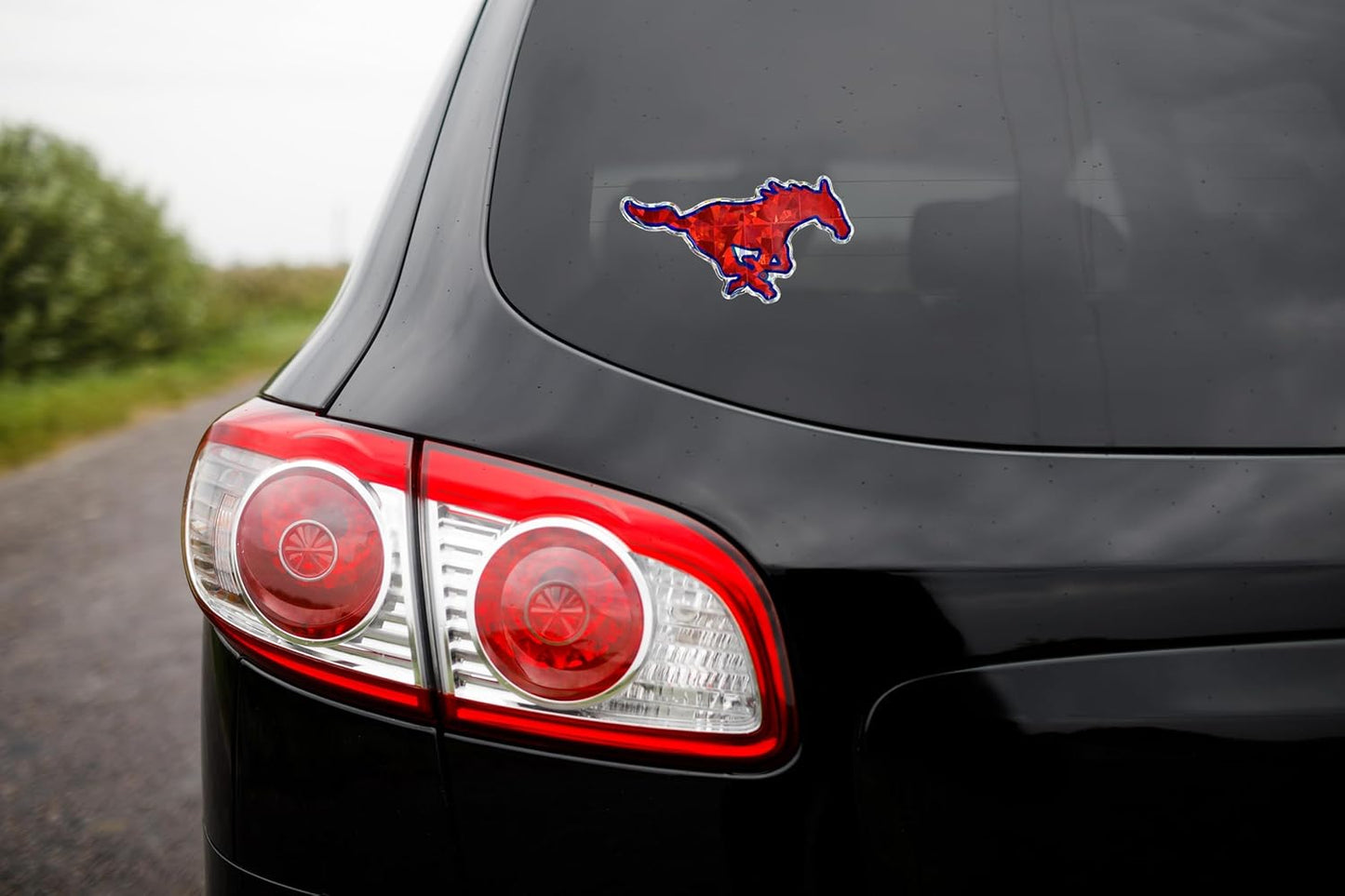 Elektroplate Officially Licensed SMU Mustangs Red & Blue Reflective Decal | Premium 3D Doming All Weather Sticker for Car, Water Bottle, Laptop, Tablet, Window, Cooler, Phone | Made in The USA