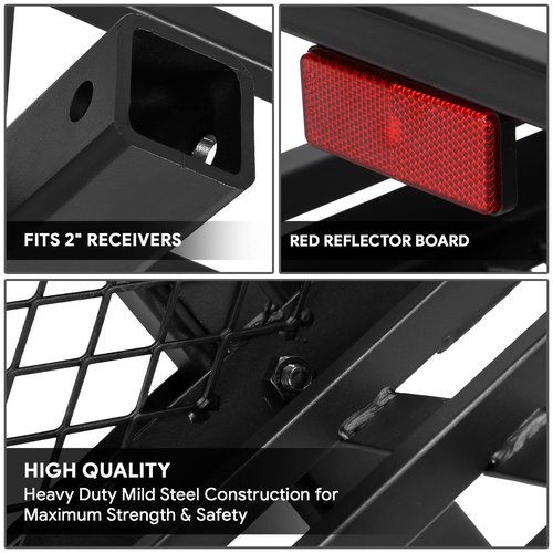DNA MOTORING RHC-8315 Folding Hitch Mount Cargo Carrier Rack Rear Luggage Basket for 2" Hitch Vehicles,59" x 24" x 14"