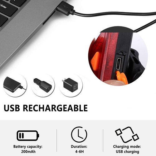 USB Rechargeable Tail Light Bright LED Warning Signal Night Riding Cycling Lamp Safety Rear Light Bicycles