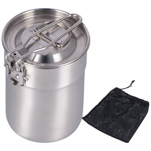 Backpacking Cup, 1L Outdoor Coffee Cup Camping Cooking Pot Backpacking Mug with Foldable Handle Lid for Hiking, Fishing