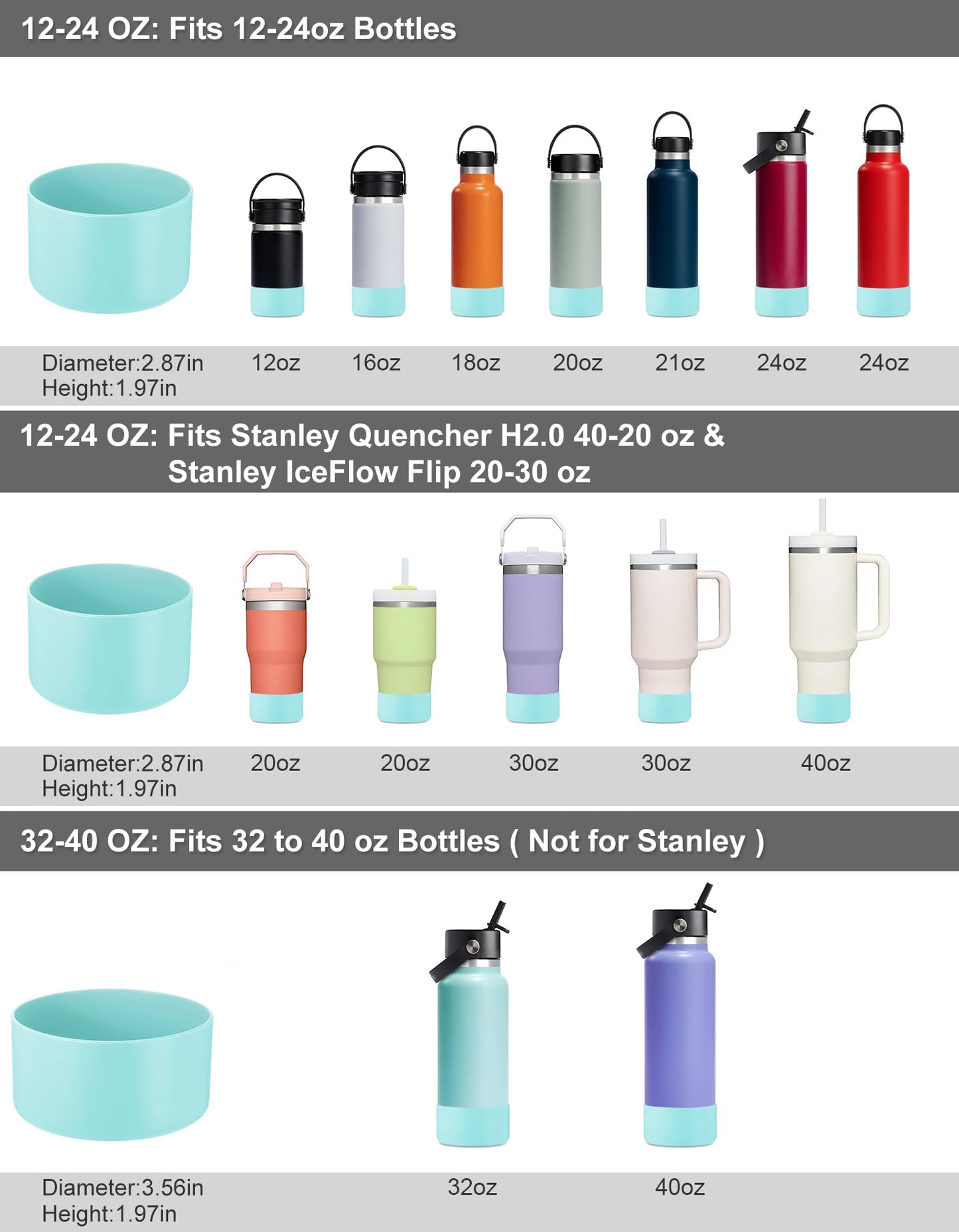 CHEETAH Protective Boot for Hydroflask Water Bottle 12oz - 40oz, BPA Free Bottom Silicone Sleeve Cover, Compatible with All Water Bottles with Bottom Width of 2.87-3.56in