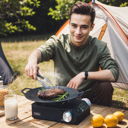 ONLYFIRE Portable Camping Stove with Carrying Case, 4000W Power Butane Stove 3 Burners, Backpacking Camp Stove for Camping, Hiking, RV Trip and Emergency, Black GS336BK