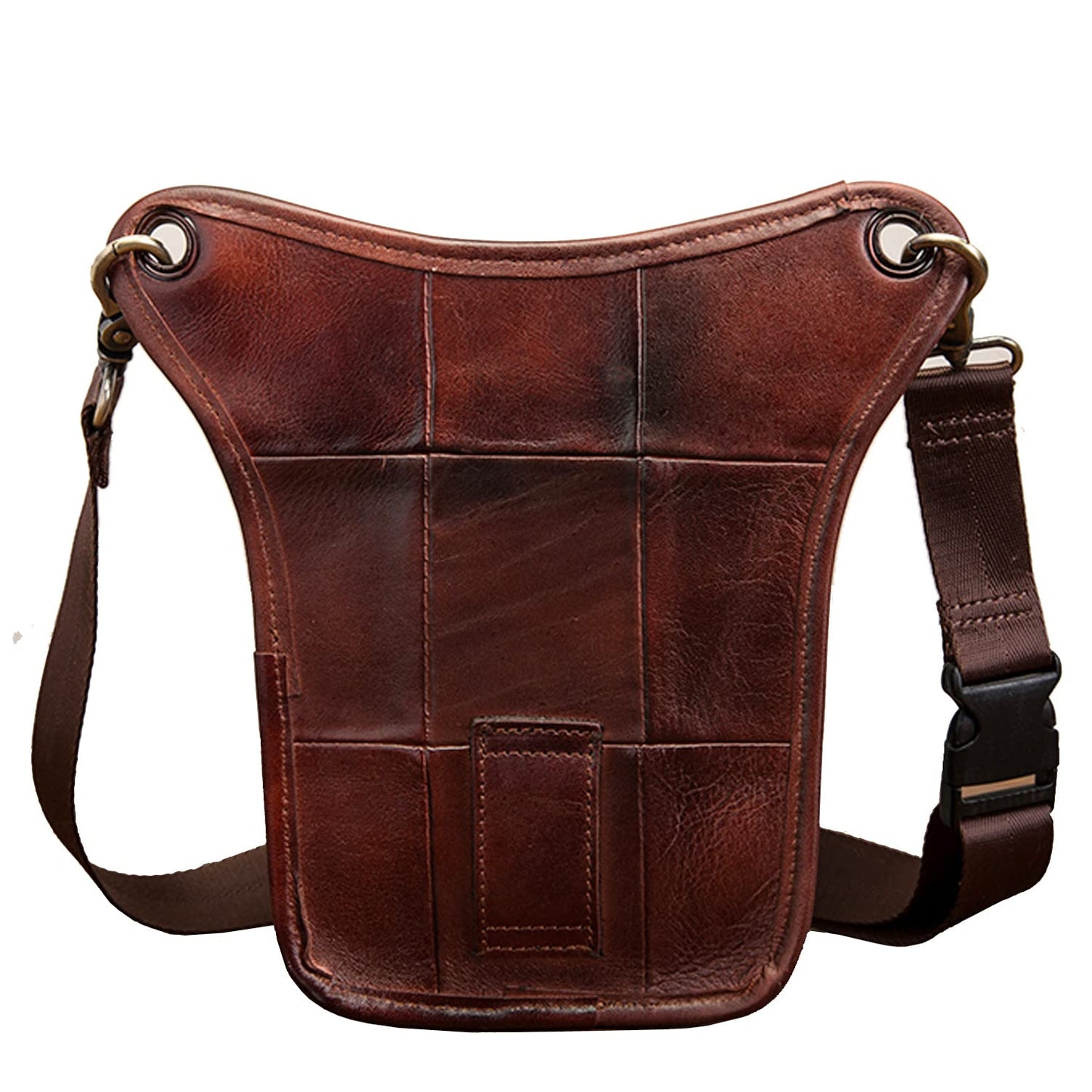 Hiking Waist Pack Leather Drop Leg Bag for Women Men Motorcycle Bike Outdoor Travel Sports Tactical Riding Camping Belt Bum Pouch Small Shoulder Bag (#05Burgundy)