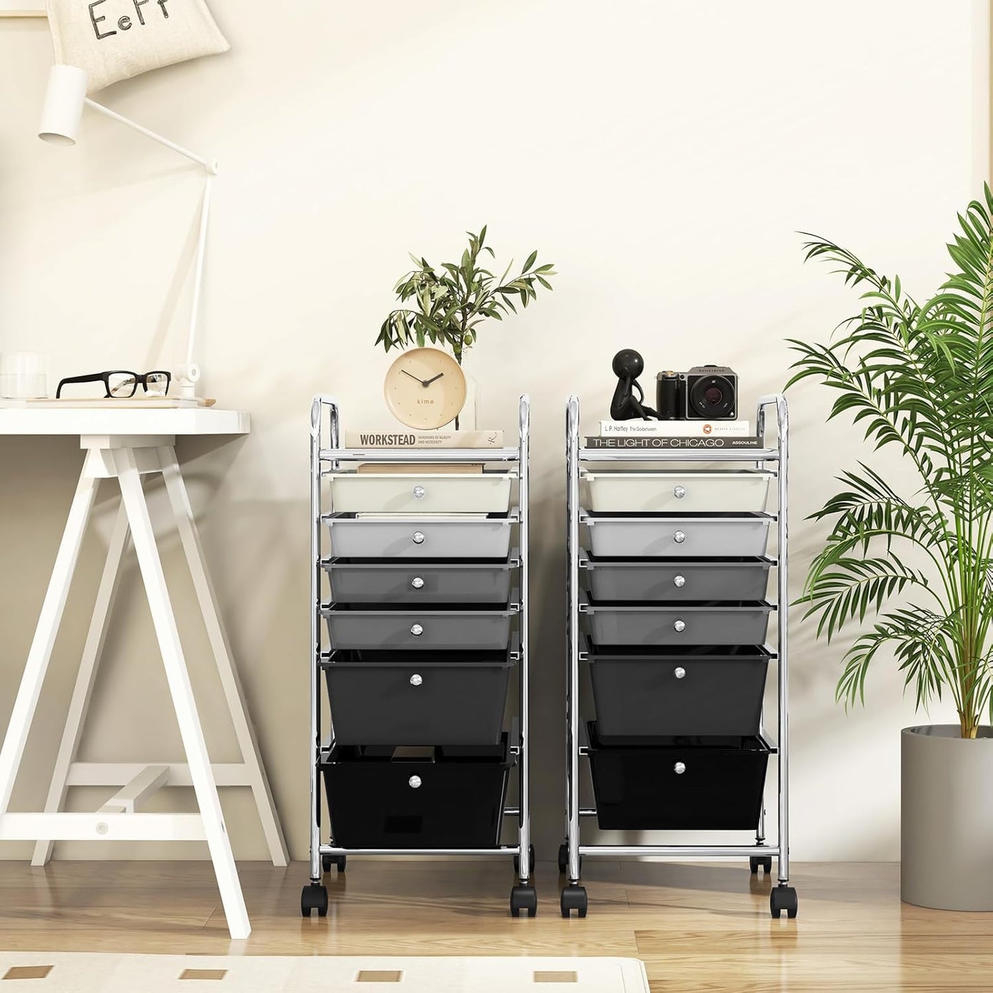 RELAX4LIFE 6-Drawer Rolling Storage Cart - Classroom Organization on Wheels w/Removable Plastic Drawers, Mobile Art Craft Cart for School Paper Home Office, Utility Cart with Drawers (Macaron)