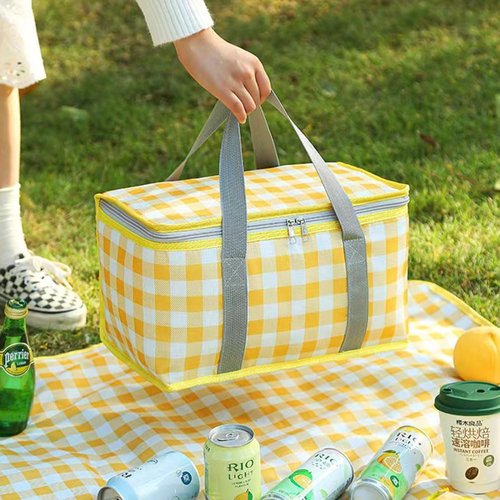 Portable Insulated Cooler Bag – Large Capacity Leakproof Lunch Tote with Zipper Closure – Foldable, Waterproof, Reusable – Ideal for Picnic, Beach, Camping, Grocery – 13.5"x7.9"x7.9"
