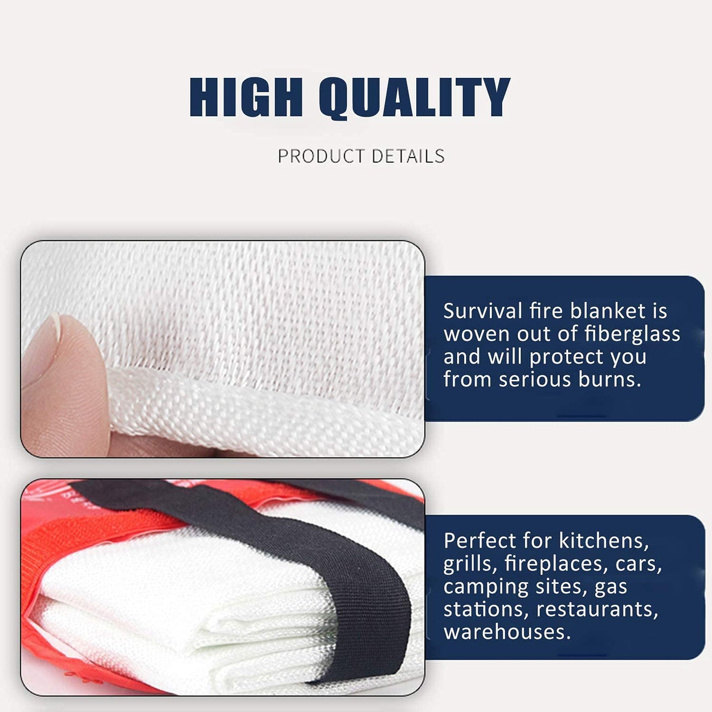 GEARGADGET Emergency Fire Blanket for Home and Kitchen Fire Extinguishers for The House x2 Prepared Fire Blankets 1m² Emergency Fire Blanket Quick Release in Case for Home Office Car