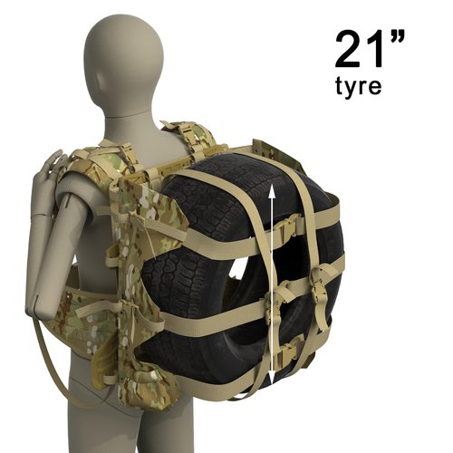 MT Military FILBE Curved Frame with Batwings Suspension Set System for Army Rucksack with Waist Hip Belt and Shoulder Straps Tan