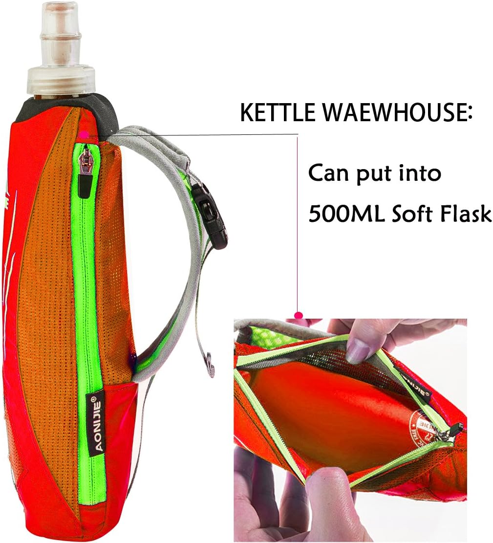 Geila Handheld Water Bottle for Running, 17 oz Grip Handheld Bottle with Hand Strap Hydration Pack, Sport Soft Flask