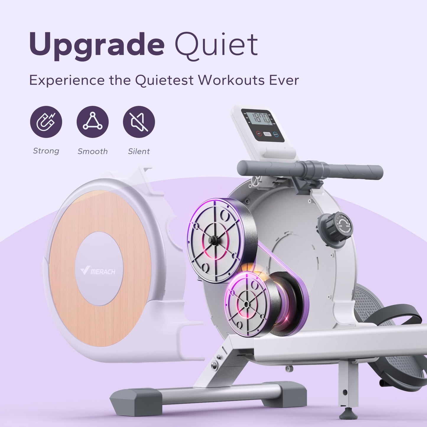 MERACH Rowing Machine & Seat Cushion, Magnetic Rower Machine for Home, 16 Levels of Quiet Resistance, Dual Slide Rail with Max 350lb Weight Capacity