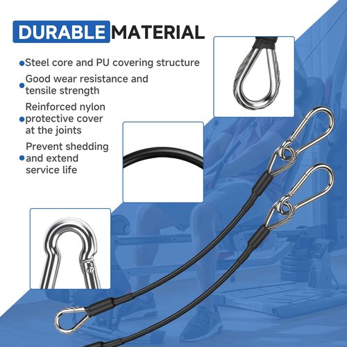MUGLFPT (2-Pack 10" Gym Cable Extender with Carabiners, Compatible with Bowflex Home Gym Attachments for LAT Pulldown, Triceps Pushdown, and Leg Extension Machine – Thick 0.2"