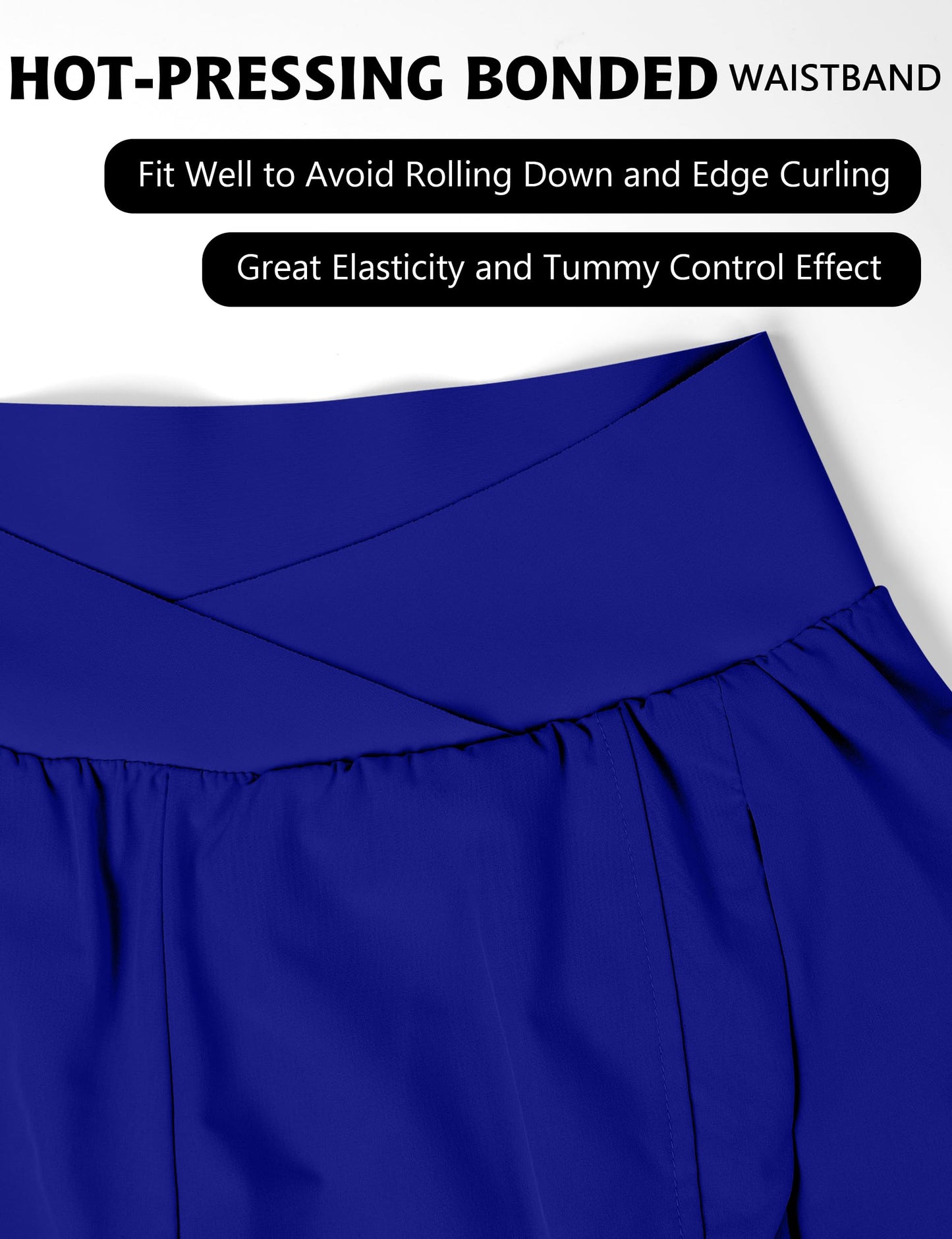 Blooming Jelly Women's Workout Shorts Athletic Running Elastic High Waisted Black Tummy Control Shorts with Zipper Pockets (Royal Blue,XX-Large)