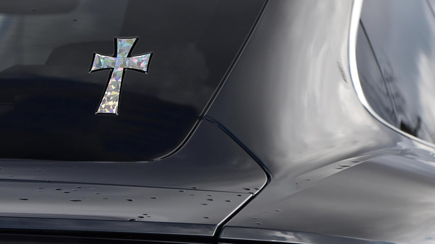 Elektroplate Christian Cross (Tapered) Reflective Domed Decal (3.25" x 2.5") Premium Automotive-Grade 3D All Weather Vinyl Sticker for Car, Water Bottle, Laptop, Phone & More | Made in The USA