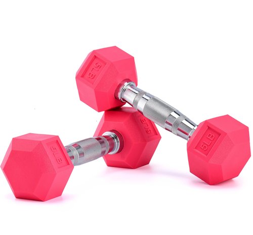 Portzon Weights Dumbbells Pink Colors Compatible with Set of 2 Neoprene/Rubber Dumbbells,1-15 LB, Anti-Slip, Anti-roll, Hex Shape
