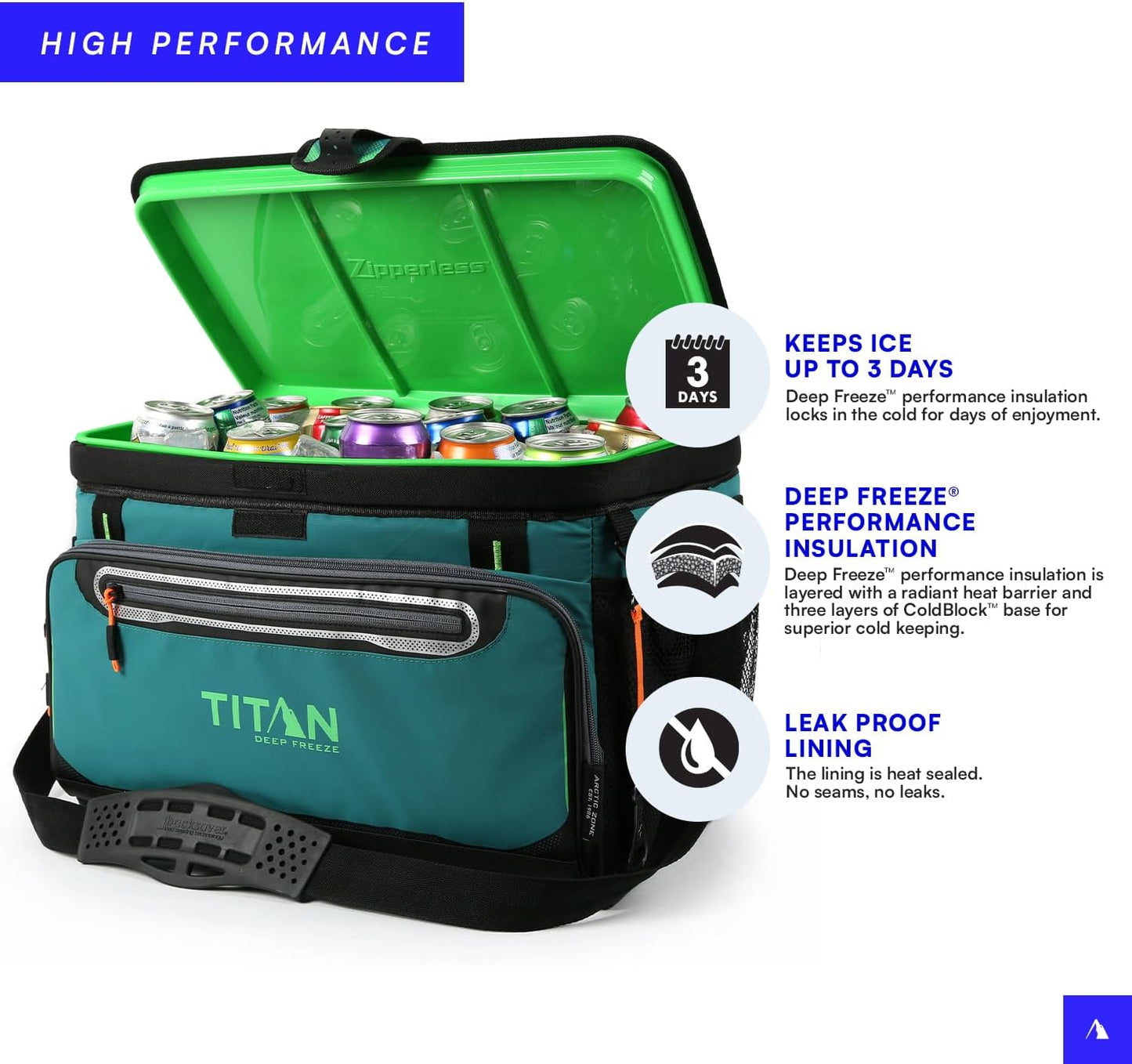 Titan by Arctic Zone 30 Can Zipperless Soft Cooler with HardBody Liner