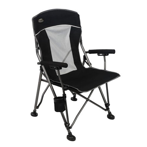 LANMOUNTAIN Camping Chair with Padded Hard Armrest,Cup Holder,Heavy Duty for Adults,Mesh Backrest,Portable Lawn Lightweight Outdoor Camp Chair,Support up to 400lbs