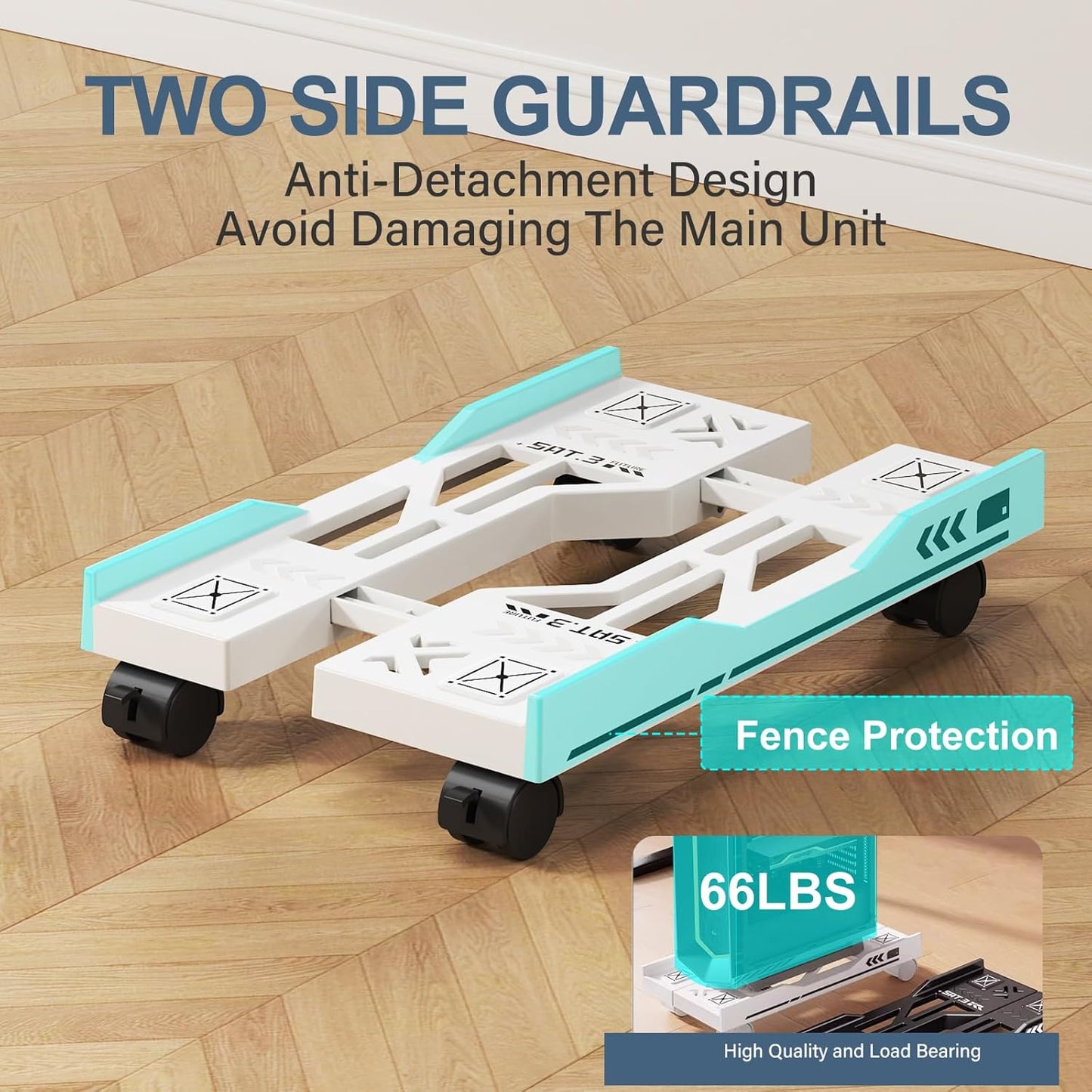 Adjustable Computer Tower Stand, Mobile PC Stand for Floor with 4 Locking Caster Wheels Fits Most PC, Under Desk CPU Holder for Office, Gamers and Students (Black)