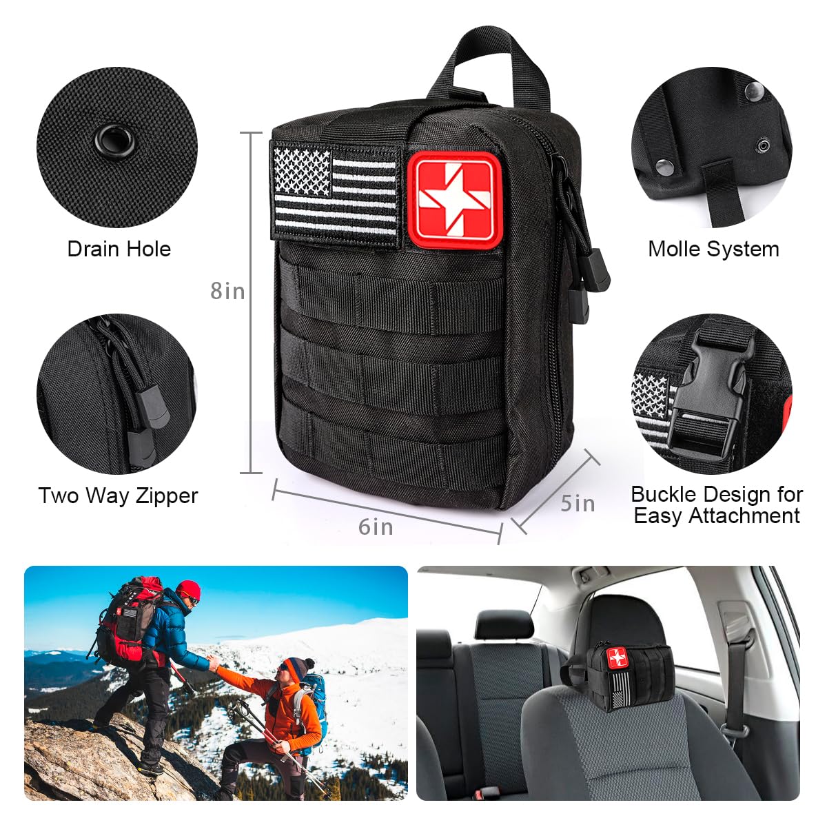 Survival Kit,222 PCS Emergency Survival Gear First Aid Kit with Molle System Compatible Bag Outdoor Camping Gear Emergency Kit for Hunting,Hiking,Fishing, Gifts for Men Women