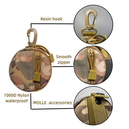 Small EDC Pouch Bag Molle Tactical Wallet, Accessories, Coin Purse, Key Case, Keychain Pouch, Earphone Case, Military Gear Waterproof (CP Camo 2pcs)