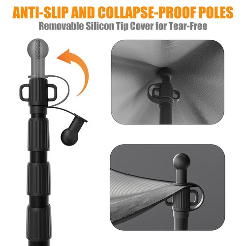 WILDROAD Tarp Poles Tent Poles Canopy Poles 8.37 ft, Telescoping Aluminum Poles with Non-Slip Aluminum Cone Bottom, Portable and Lightweight Camping Gear for Camping and Awnings, Set of 4