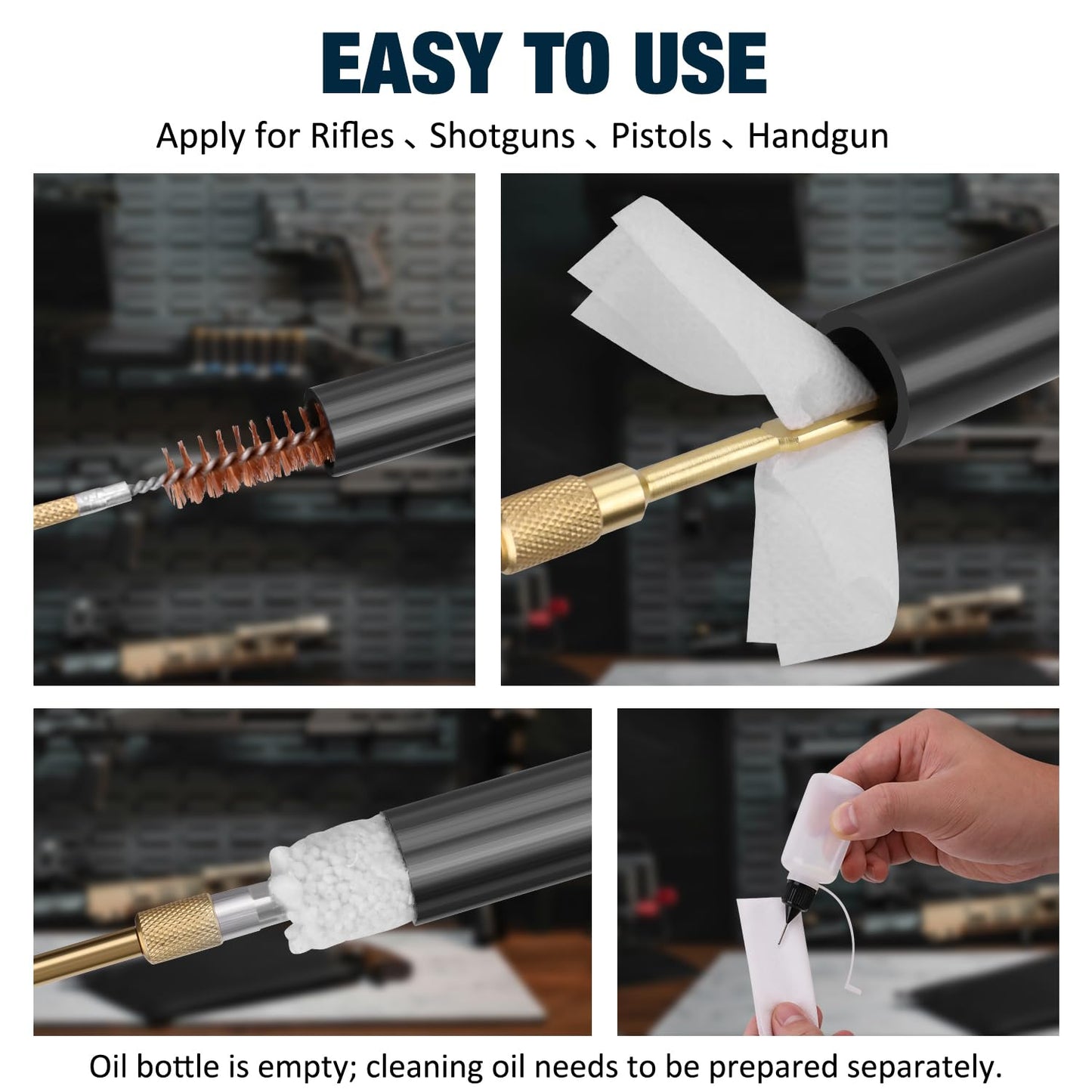 Universal Gun Cleaning Kit for All Caliber Compatible with Pistol Rifle Handgun Shotgun Hunting with Brass Rods and Cleaning Stand