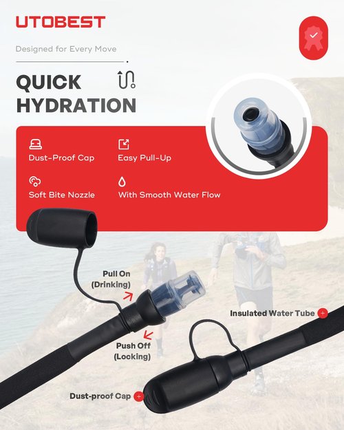 UTOBEST Hydration Bladder 1.5 L 2L 3L,TPU Water Bladder,Water Bladder for Hiking Backpack,BPA Free,Wide Opening,Leak-Proof,Water Reservoir for Hiking Cycling Camping Running
