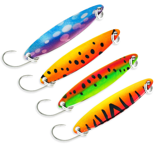 Keencatch Fishing Lures for Saltwater/Freshwater, Metal Trout Lures for Bass Walleye Pike, 5g Fishing Spoon with Single Hook(4pcs), Mixed