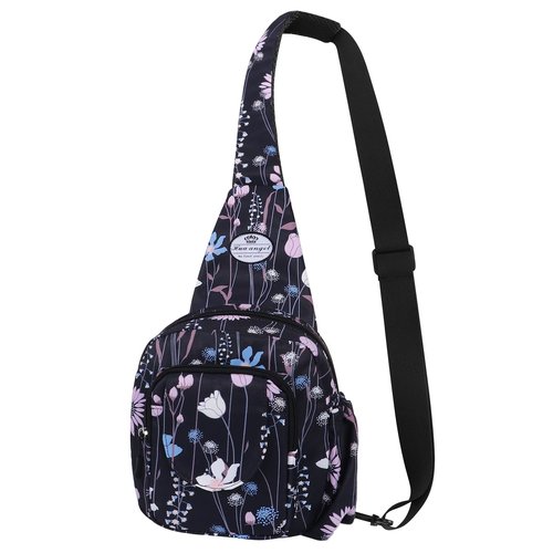 HUA ANGEL Floral Sling Bag, Small Lightweight Crossbody Shoulder Chest Bag for Men & Women Compact Travel Hiking Mini Daypack