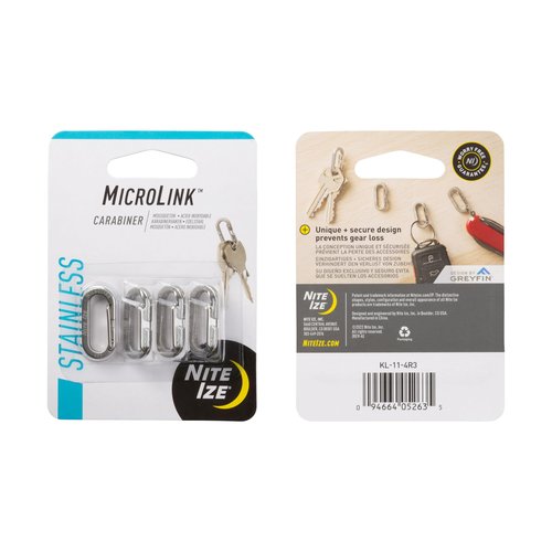 Nite IZE MicroLink Carabiner - Heavy-Duty Carabiner Clips for Keys & Keychains - Small Carabiners for Keychain Accessories - Stainless Steel Clips for Key Organizer - 4 Count (2 Pack)