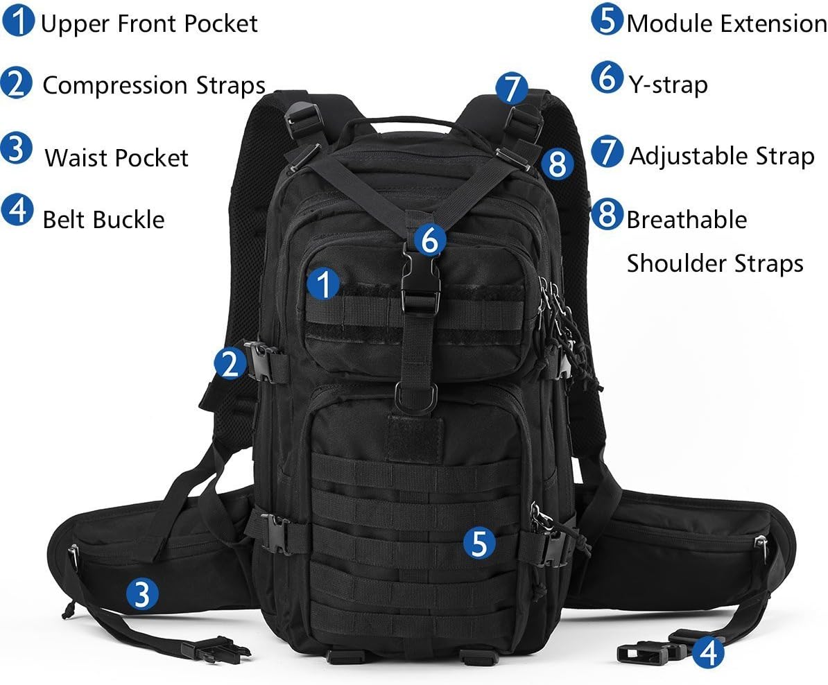 Gelindo Men's Military Tactical, Black, 35L