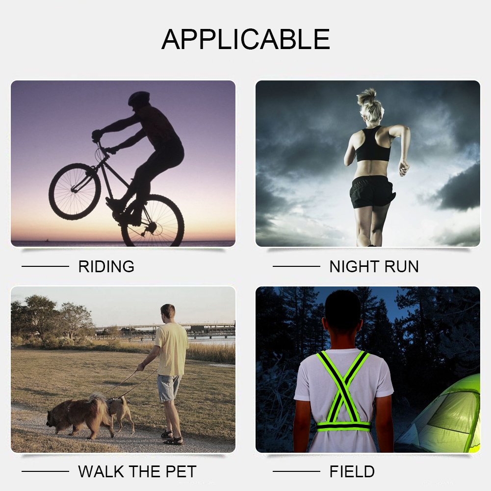 Glomora Reflective Vest Running Gear, High Visibility Adjustable Safety Vest for Walking Running Cycling, Safety Vest Adjustable for Men Women Kids