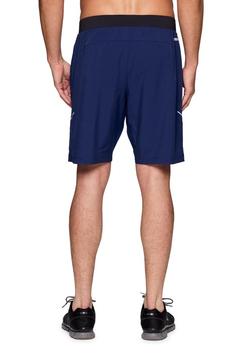 RBX Activewear Workout Shorts for Men, Quick Drying Woven Running Basketball Shorts with Flat Waistband, 9" Inseam Navy/Black M
