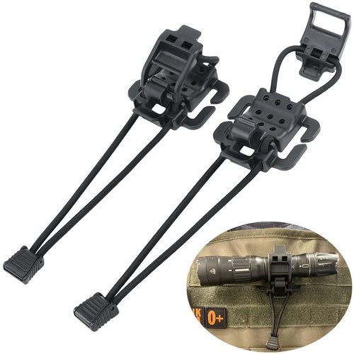 YONCONO 2 Pack Tactical Gear Clip - Multipurpose Fastener for Clipping Gear to Backpack (Compatible with Molle Bags)- Used to Hold Flashlights, Tourniquet, Walking Sticks and More (Black)