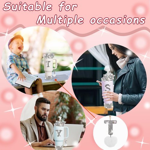 XIANGYUAN Stanley Accessory Set Includes 10mm Straw Cover,Bow Cup Decoration,Personalized Stickers for Water Bottle and Other Accessories,Suitable for 30and40oz Stanley Cup(White T)