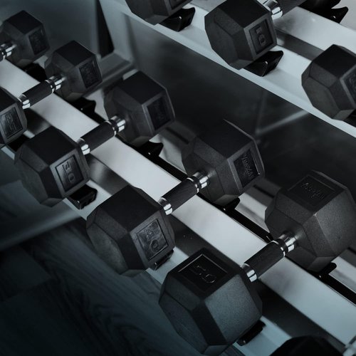 Yes4All 10 LBS Pair Rubber Encased Exercise & Fitness Hex Dumbbell Set, Hand Weight