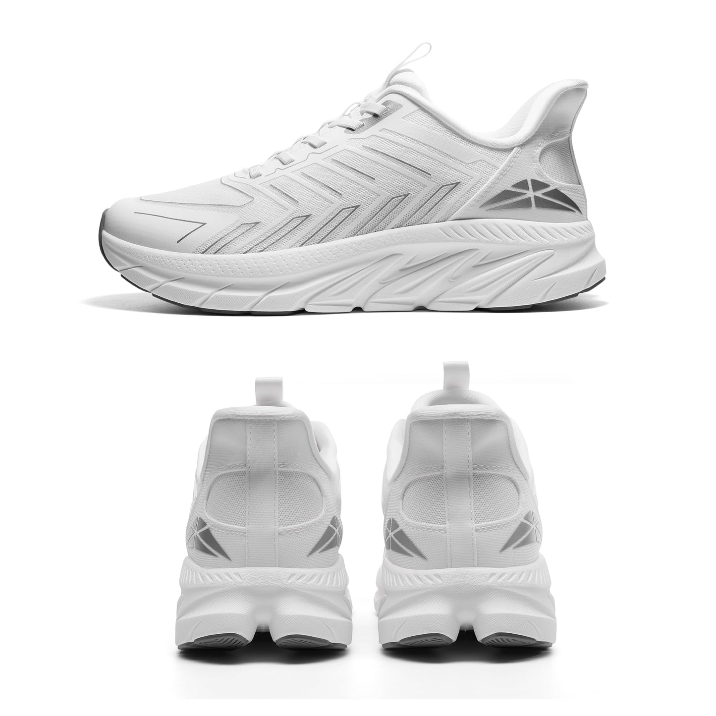 ALLSWIFIT Men's Slip On Walking Shoes Running Comfortable Tennis Breathable Non Slip Athletic Gym Workout Cross Training Fashion Sneakers,Size 12,White,SARR034M