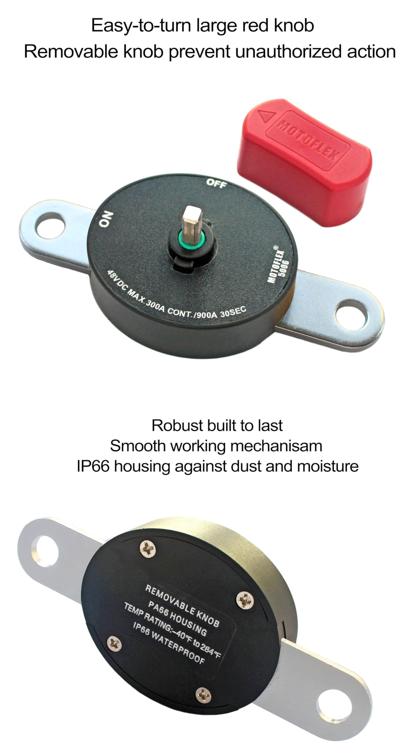 ON/Off Battery Disconnect Switch 12V-48V 300A Side Post Battery Disconnect GM Car Truck, Marine Boat RV Trailer Golf Cart Heavy Duty Battery Kill Switch (Corrosion-Resistance, Removable Knob)