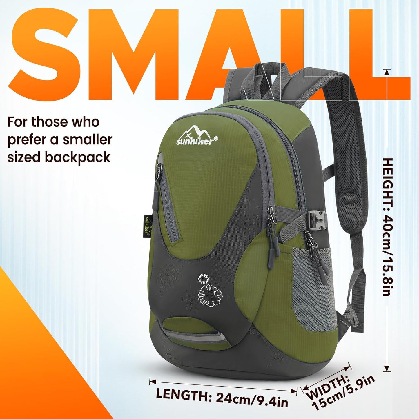 sunhiker Cycling Hiking Backpack Water Resistant Travel Backpack Lightweight SMALL Daypack M0714