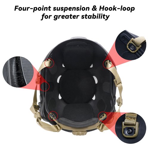 Yzpacc Tactical High Cut Helmet Chin Strap Adjustable Dial 4 Points Suspension System with Bolts and Screws for Tactical HL-31/HL-32 Fast MICH Bump Helmet Accessory