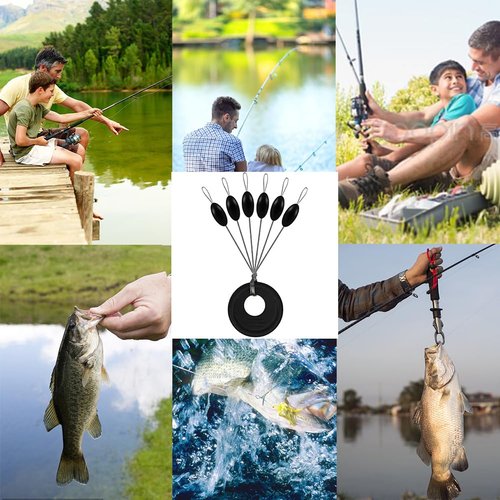 HAIYISHIYE 1200PCS Fishing Bobber Stopper,Bobber Stops for Fishing Line 6 in 1 Float Sinker Stop (Oval, M)