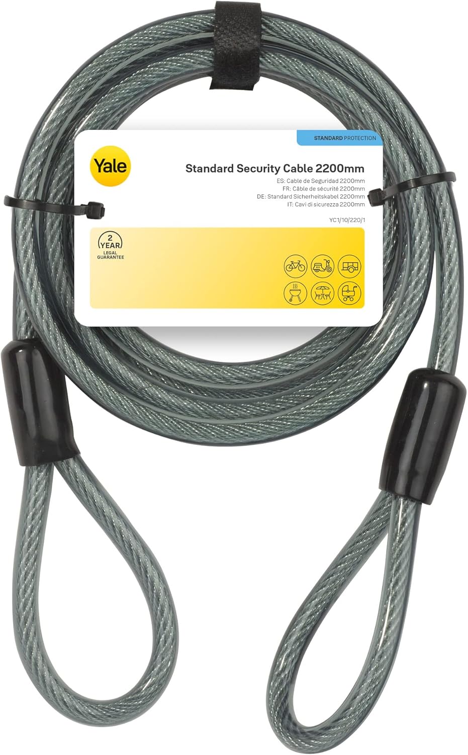 Yale YC1/10/120/1 Defendor Security Cable 1200mm, Black