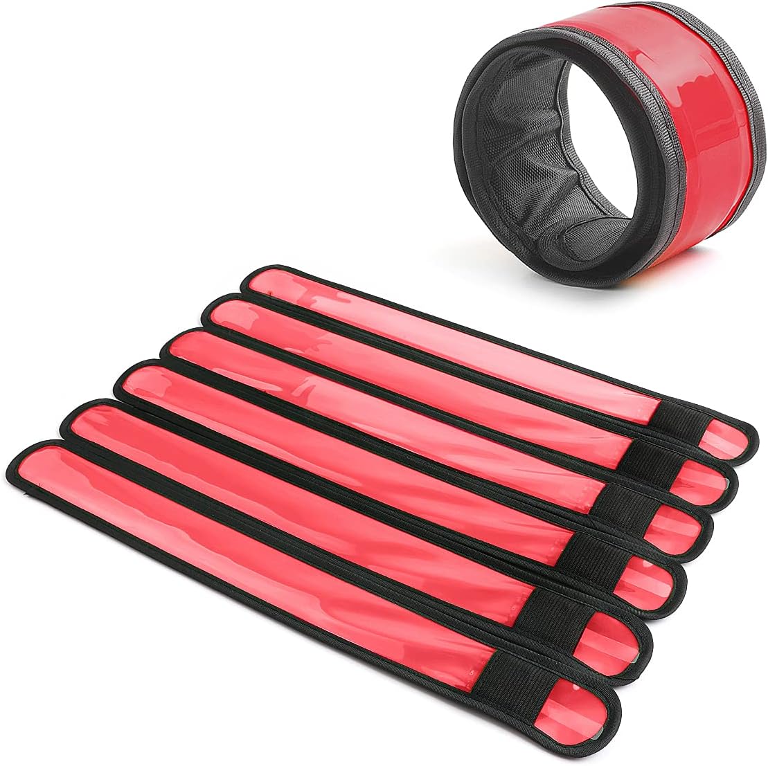 Pack of 6 LED Light Up Band Slap Bracelets Night Safety Wrist Band for Cycling Walking Running Concert Camping Outdoor Sports