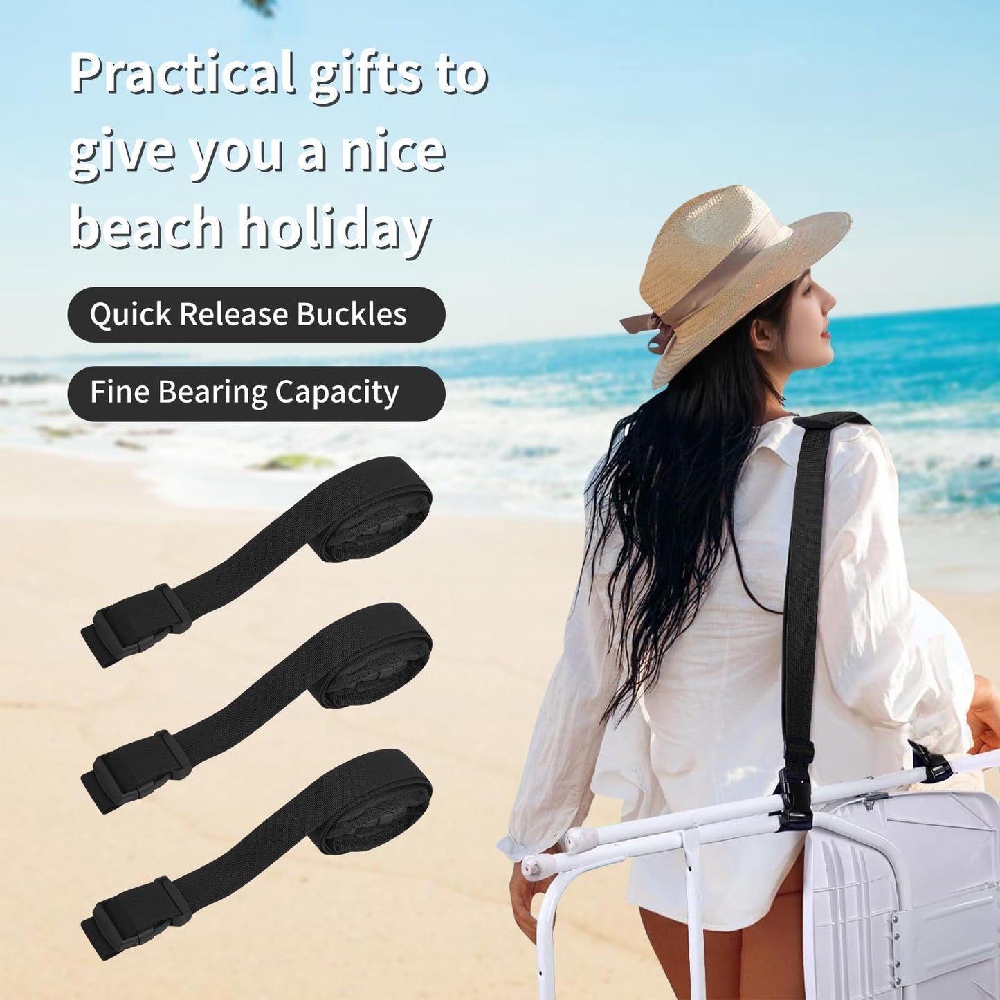 5 Pack Adjustable and Sturdy Carry Strap for Beach Chair - Ideal for Camping and Outdoor Activities